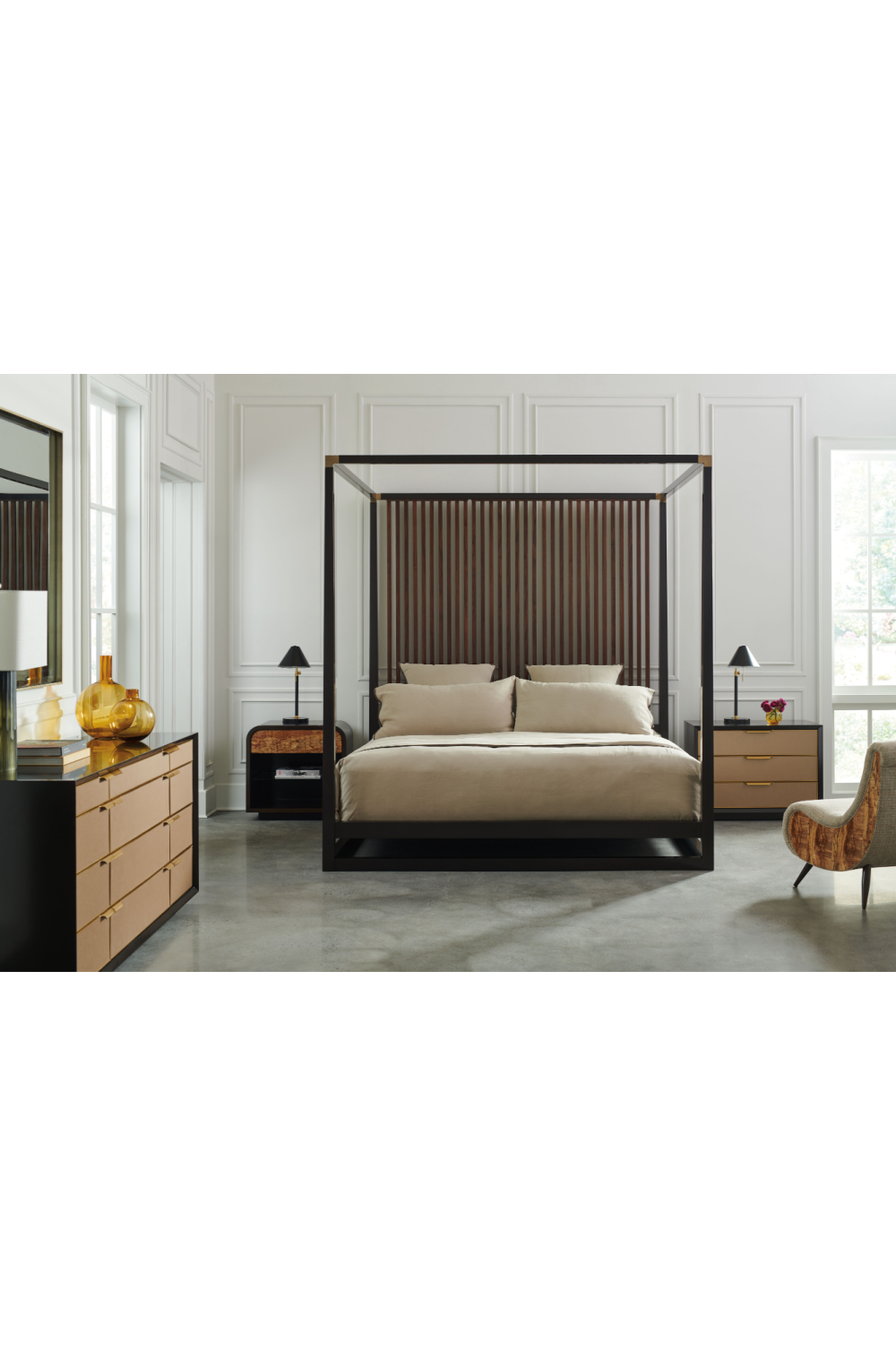 Brown Wooden Canopy Bed | Oroa.com