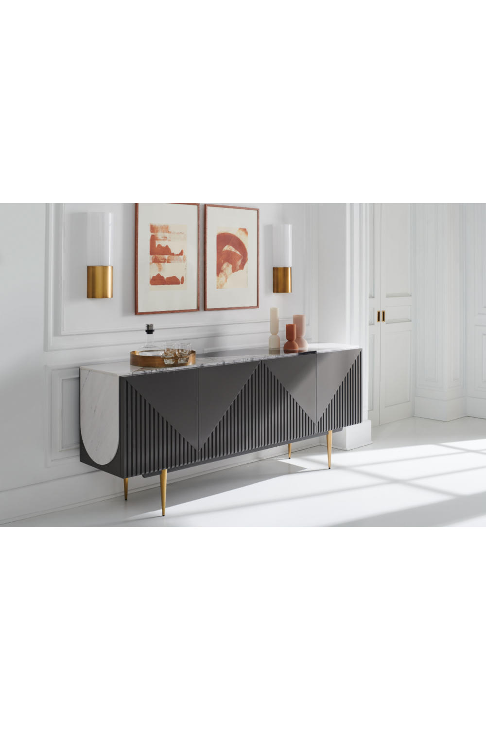 Slatted Modern Sideboard | Caracole Over The Edge | Oroa.com