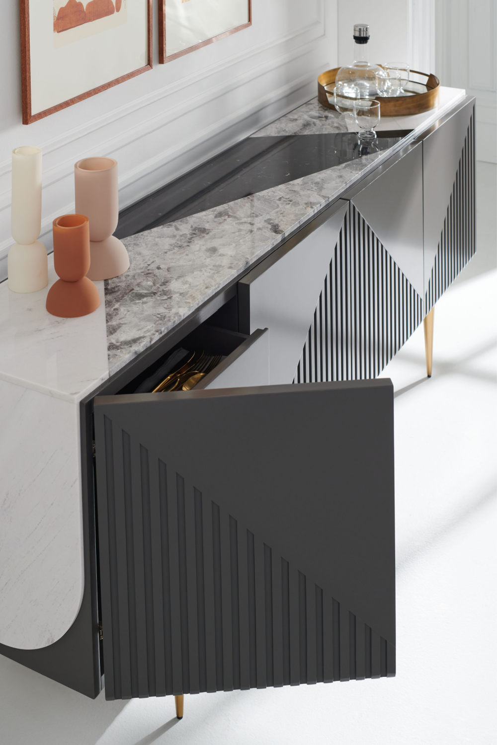 Slatted Modern Sideboard | Caracole Over The Edge | Oroa.com