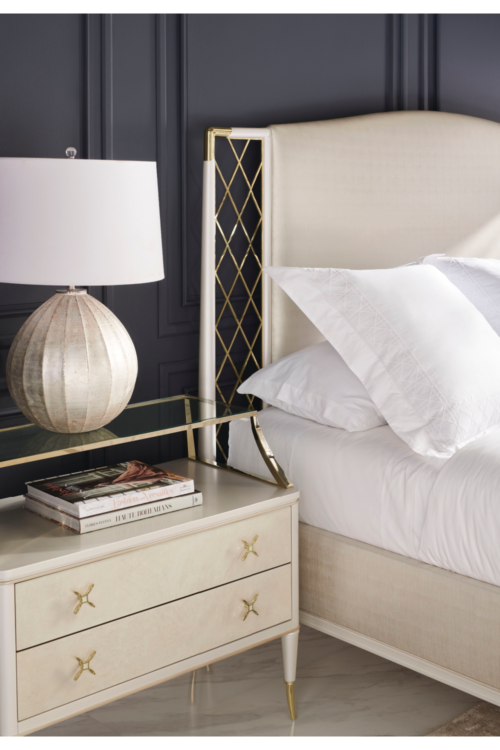 Beige Metal Trellis Bed | Caracole Star Of The Night | Oroa.com