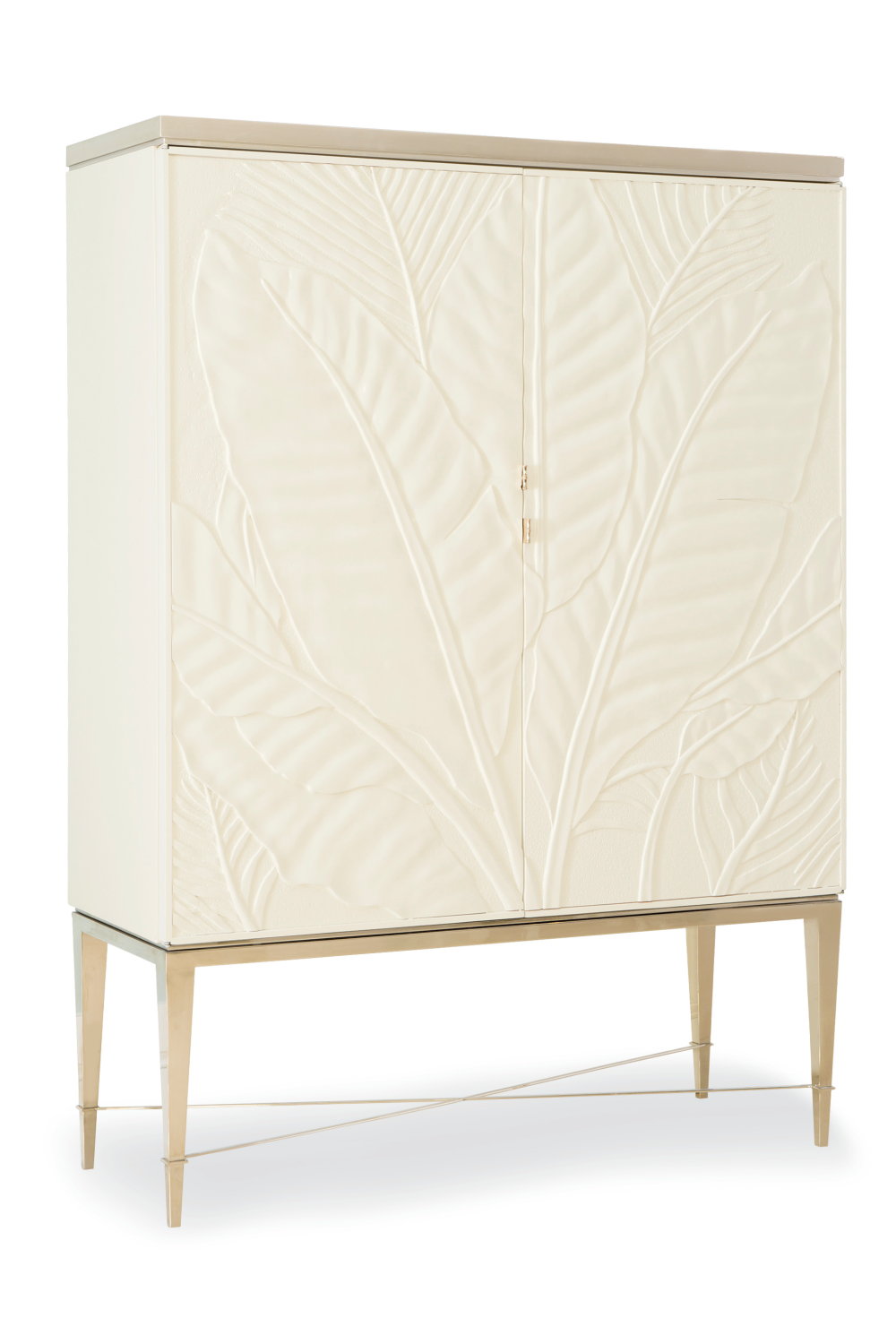 Carved White Modern Bar Cabinet | Caracole Palms Up! | Oroa.com