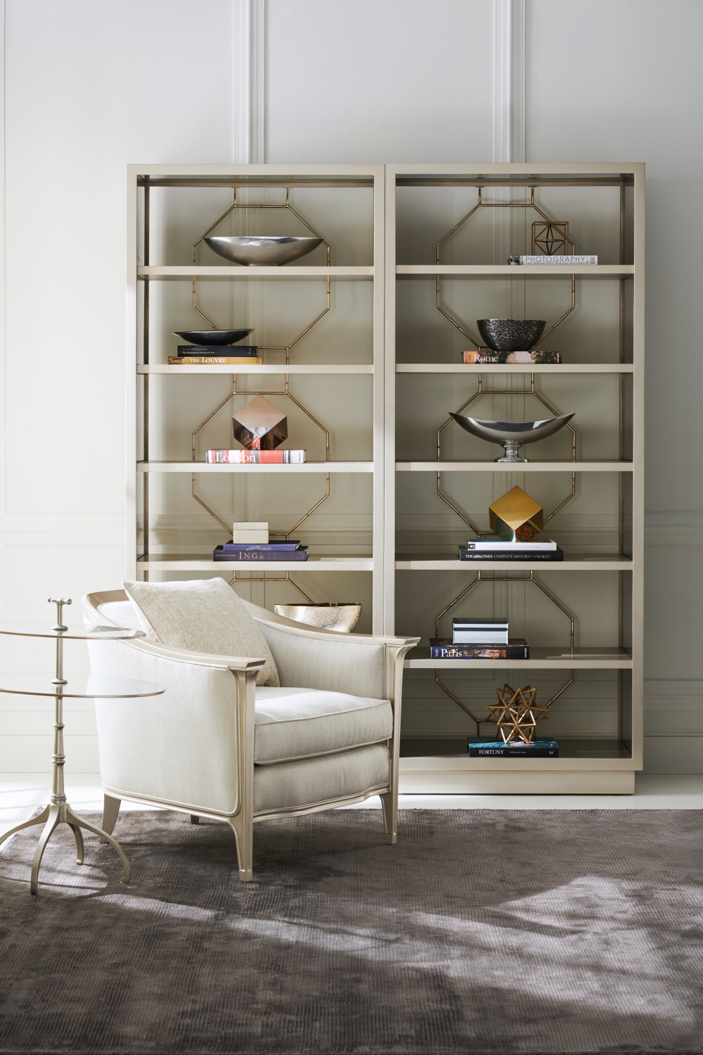Taupe Metallic Modern Shelf | Caracole Going Up | Oroa.com