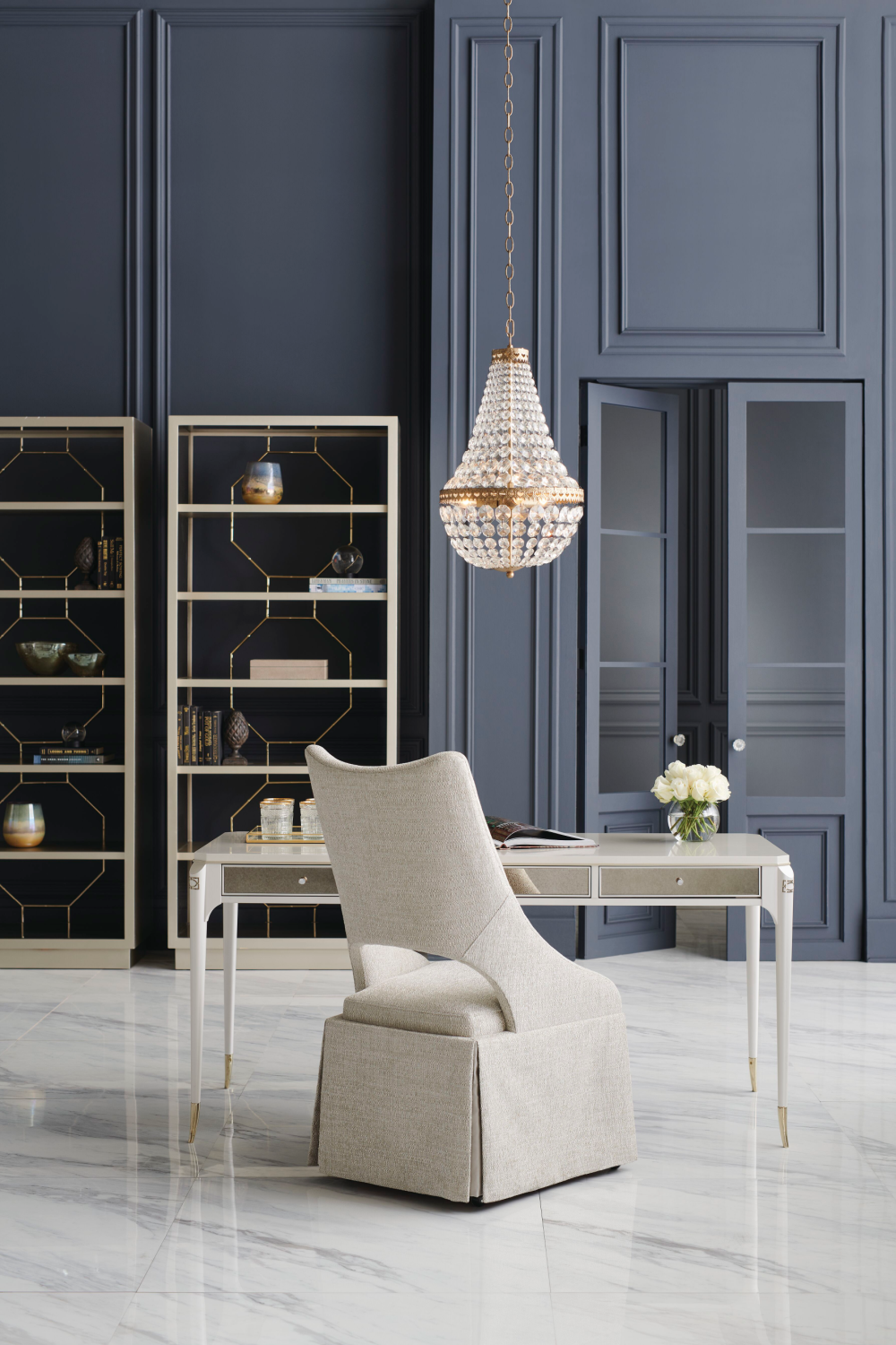 Taupe Metallic Modern Shelf | Caracole Going Up | Oroa.com