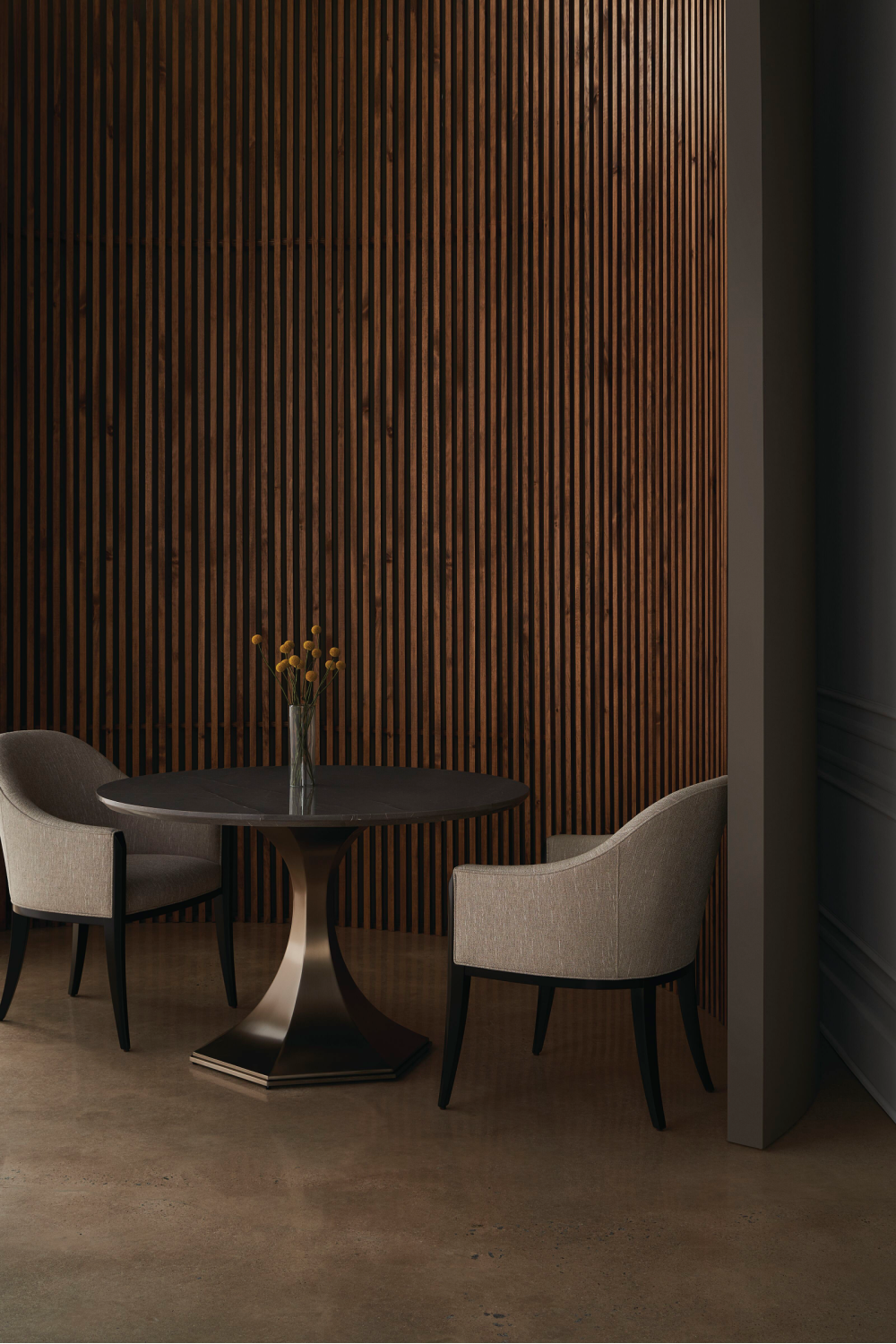 Gray Marble Dining Table | Caracole Top Brass | Oroa.com