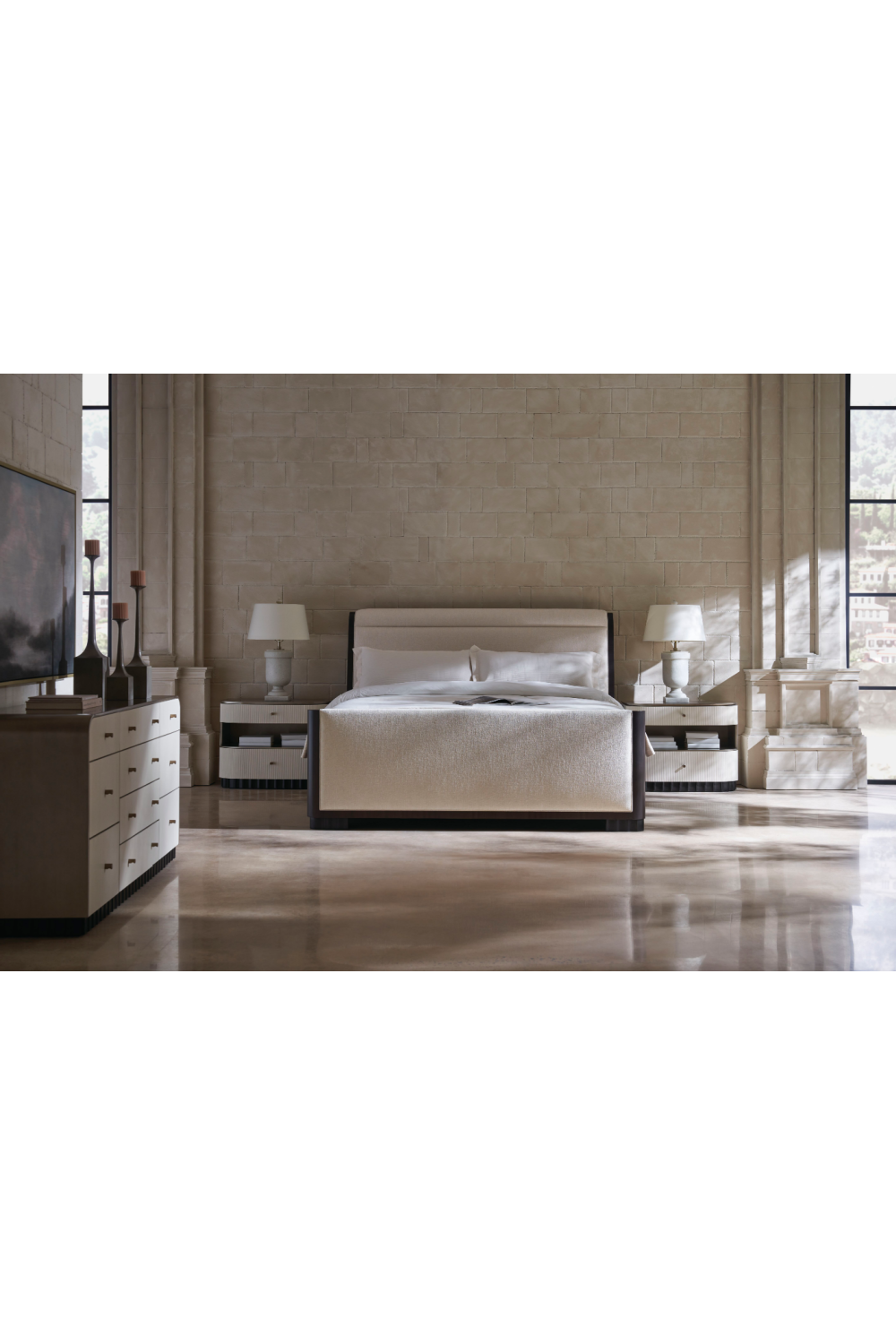 Cream Fluted Nightstand | Oroa.com