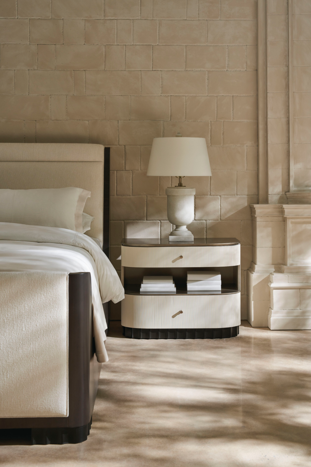 Cream Fluted Nightstand | Caracole Deep Sleep | Oroa.com