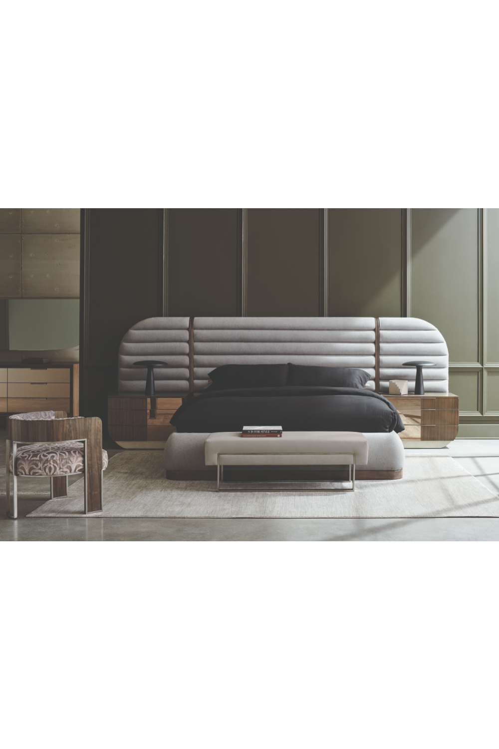 Gray Velvet Modern Bench | Caracole La Moda | Oroa.com