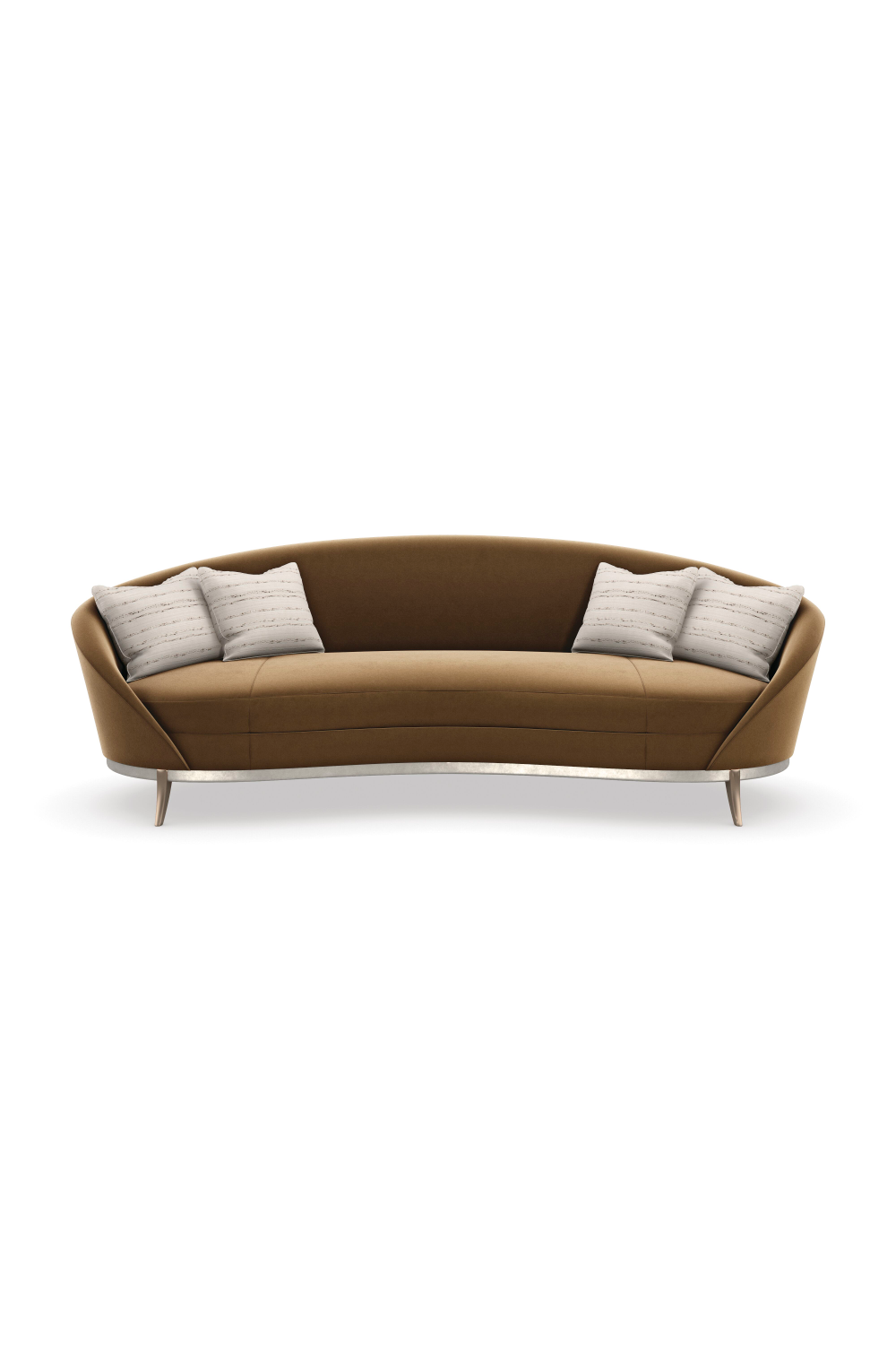 Brown Velvet Curved Sofa | Caracole Main Event | Oroa.com