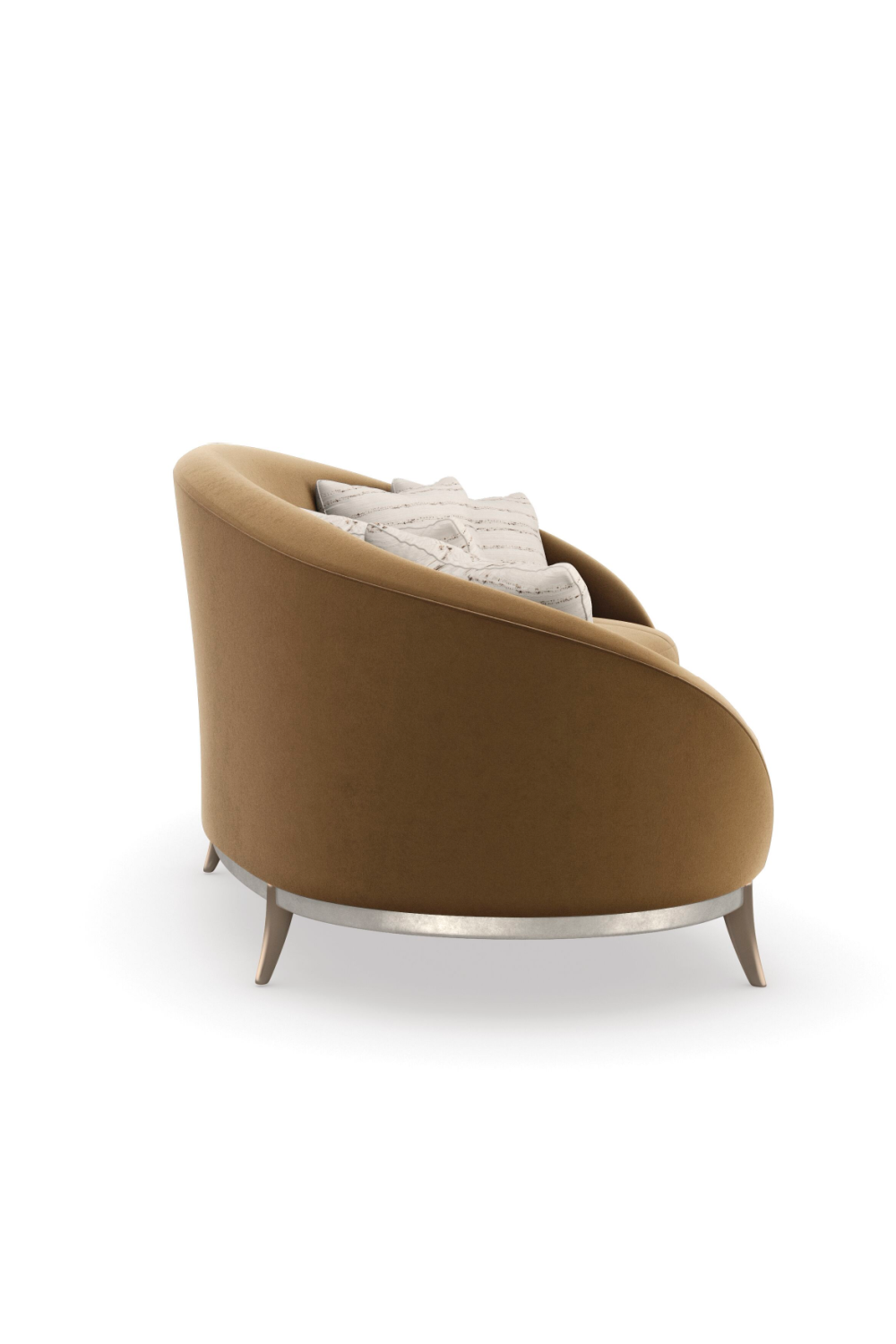 Brown Velvet Curved Sofa | Caracole Main Event | Oroa.com