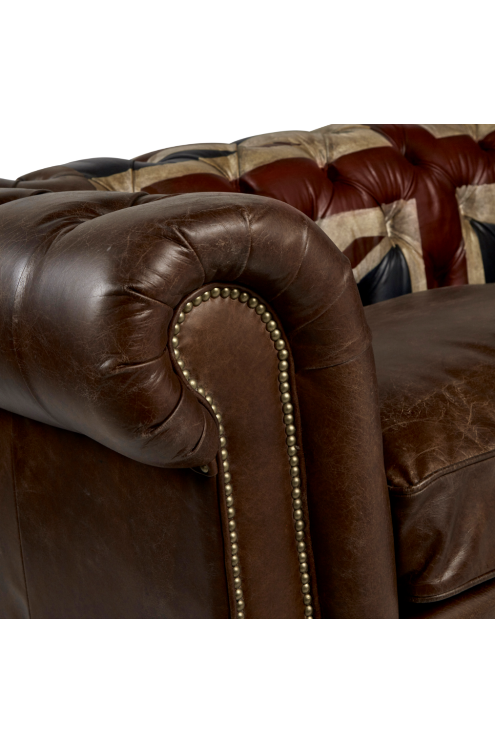 Dark Brown Leather Union Jack Sofa | Andrew Martin Rebel | OROA