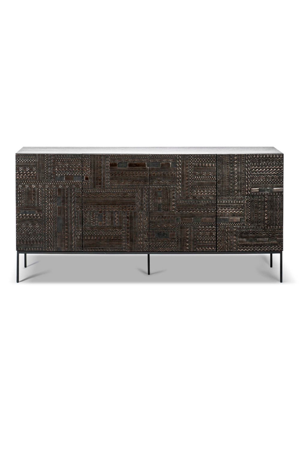 Black Teak Carved Sideboard | Ethnicraft Tabwa | OROA