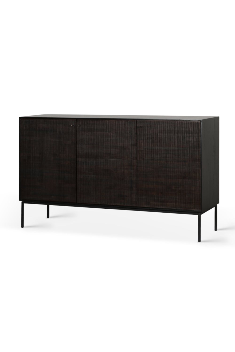 Varnished Teak Black Sideboard | Ethnicraft Grooves | OROA.com
