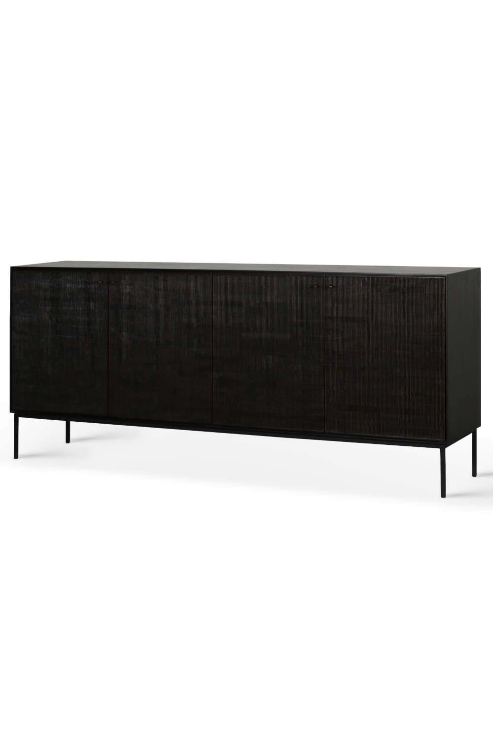 Varnished Teak Black Sideboard | Ethnicraft Grooves | OROA.com