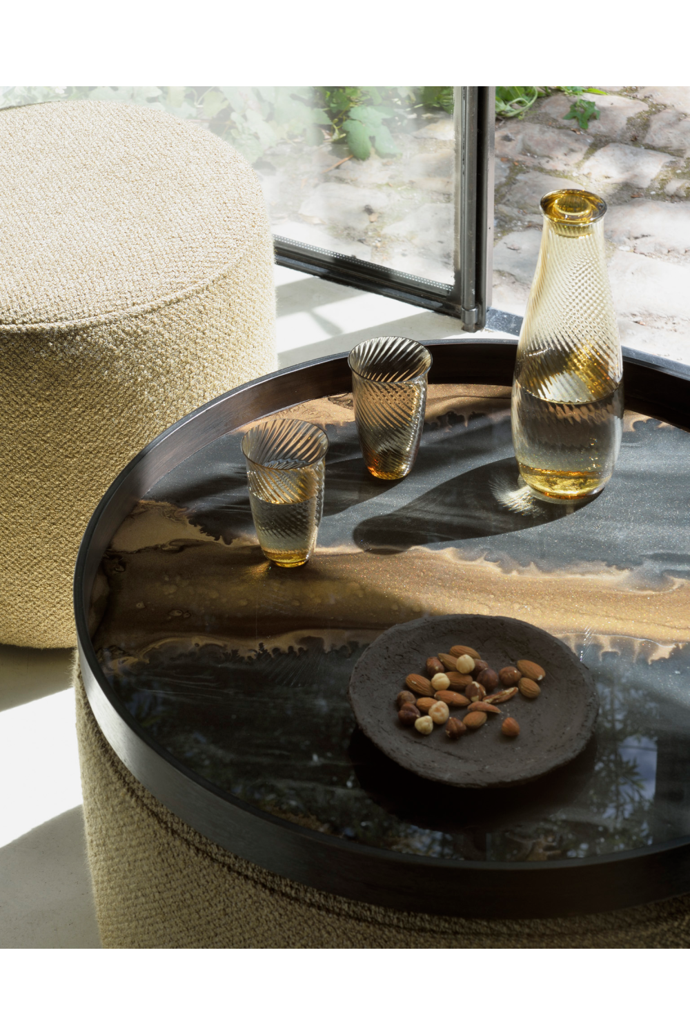 Copper Round Pouf | Ethnicraft Barrow | OROA.com