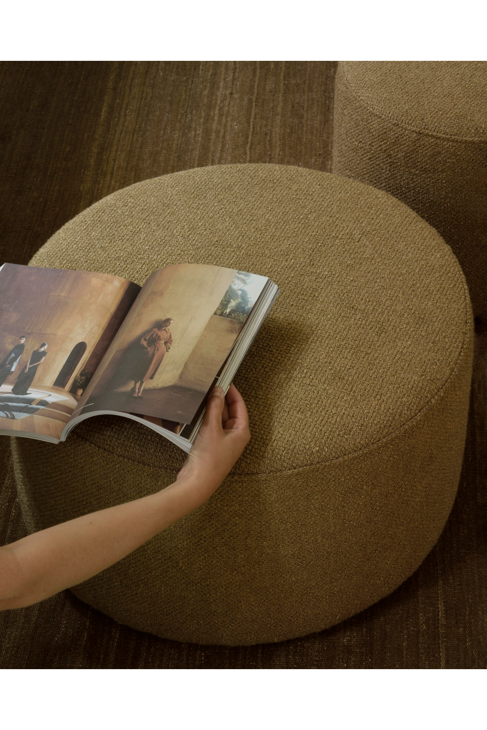 Round Fabric Pouf | Ethnicraft Barrow | OROA.com