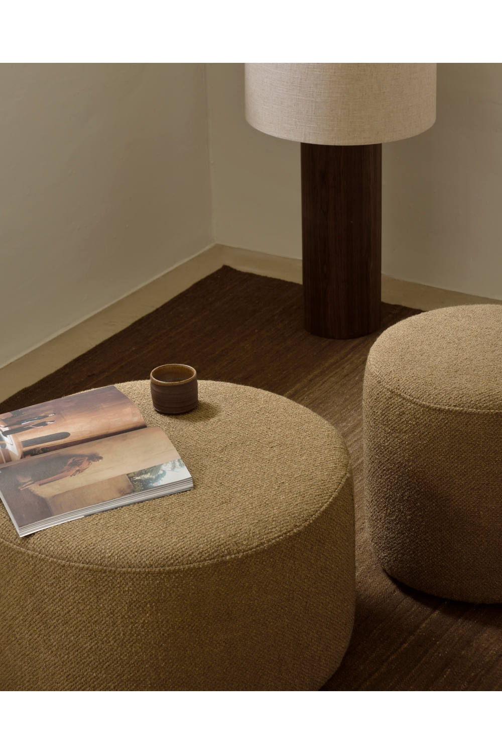 Round Fabric Pouf | Ethnicraft Barrow | OROA.com