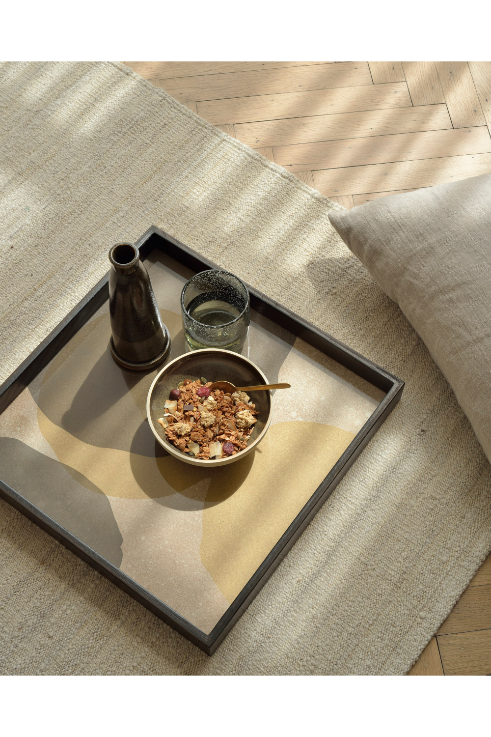 Square Earth-Toned Glass Tray | Ethnicraft Cinnamon | OROA.COM