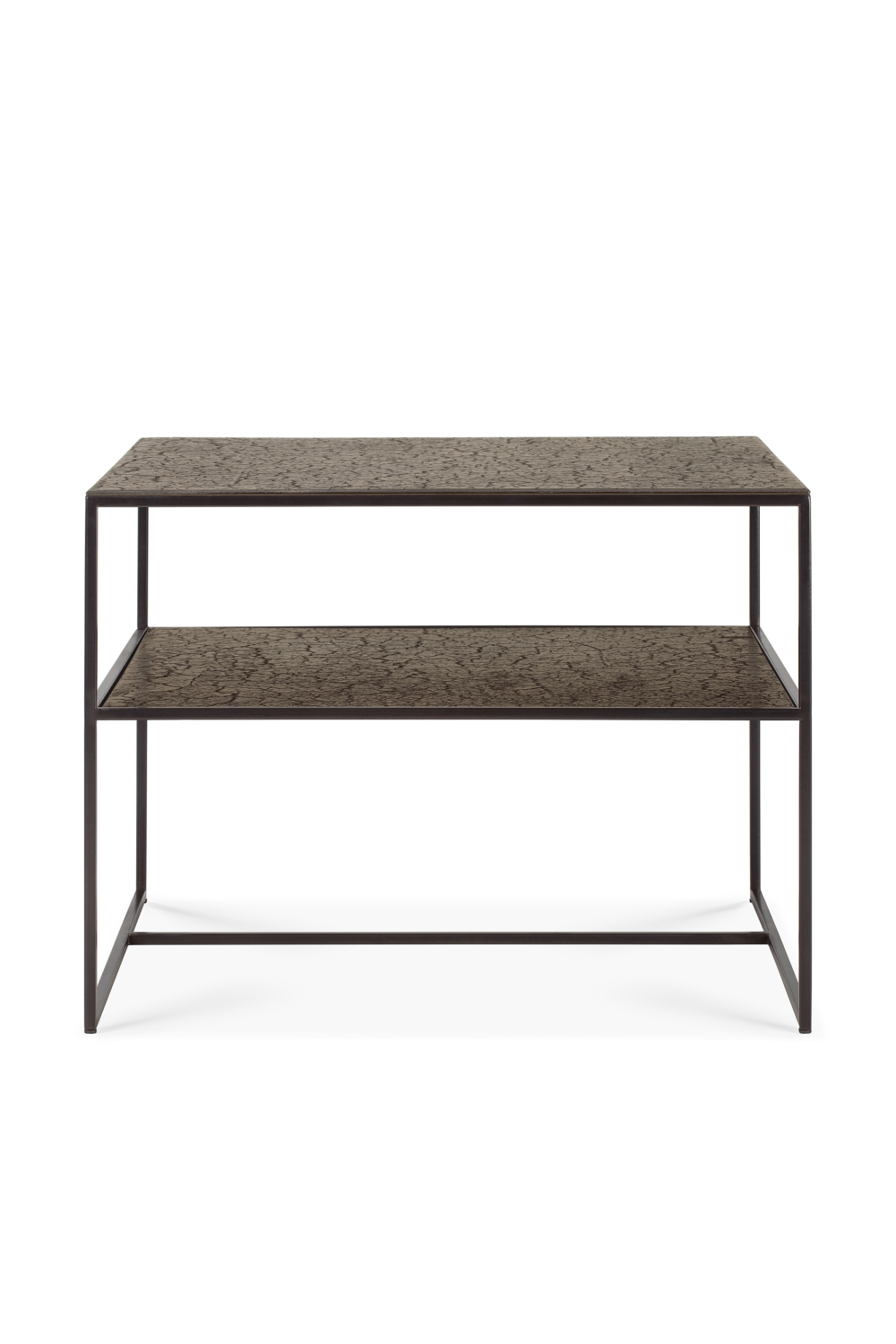 Metallic Side Table With Undershelf | Ethnicraft Pentagon │ Oroa.com