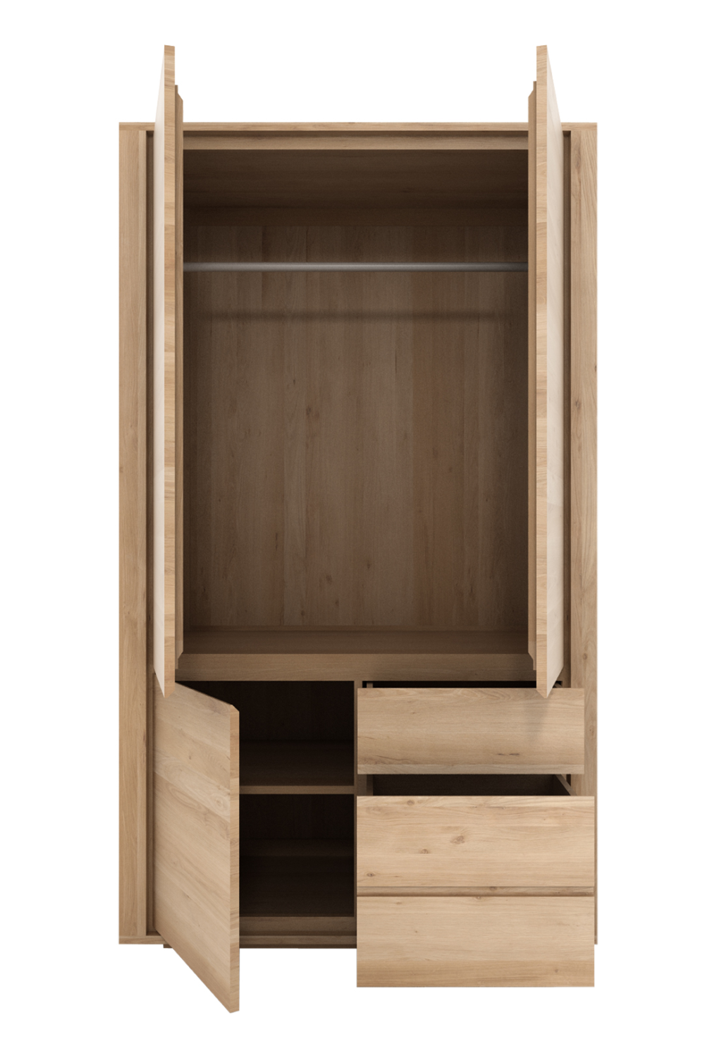 3-Door Oak Wood Wardrobe Cabinet | Ethnicraft Shadow | OROA.COM