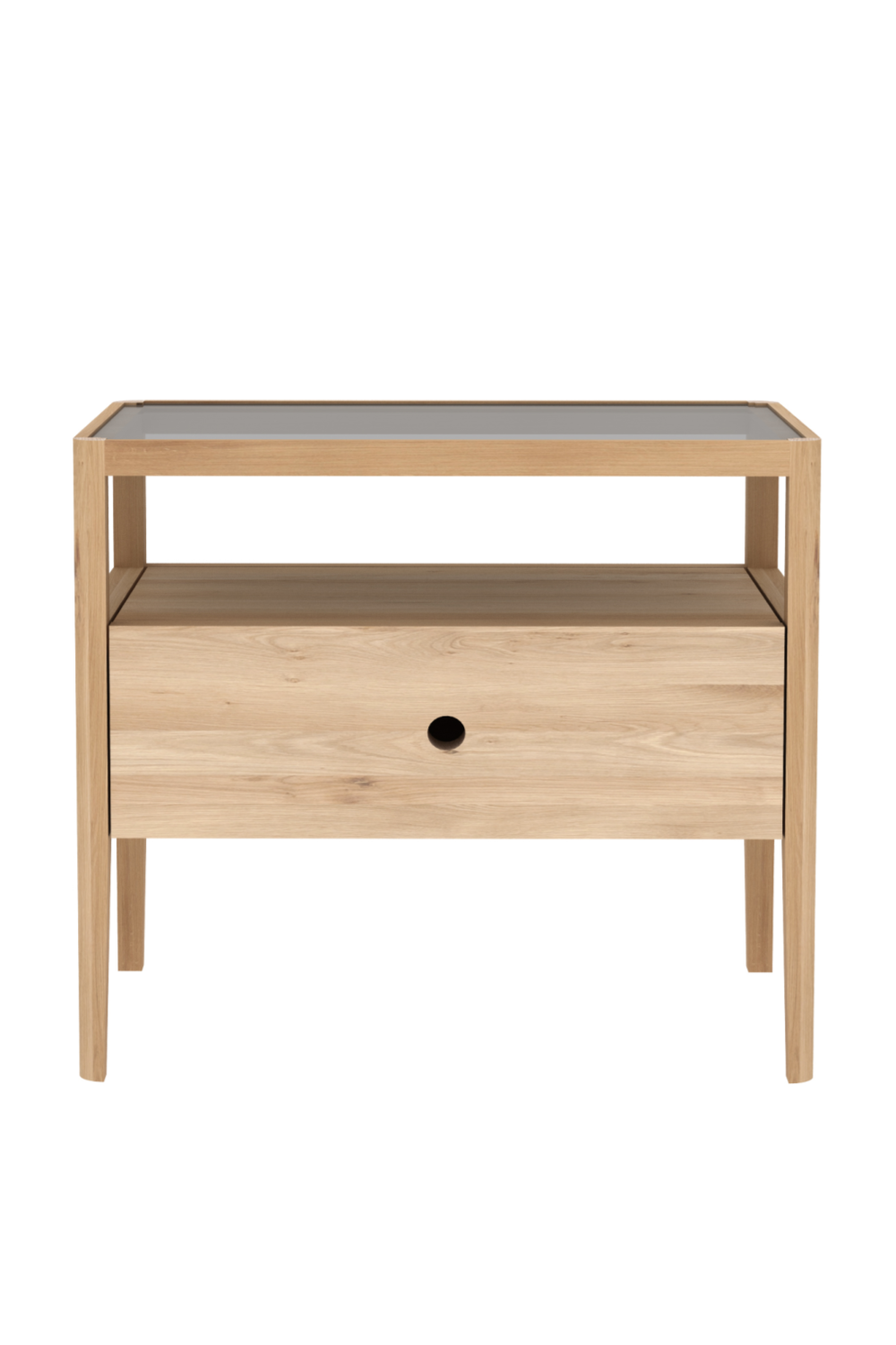 Glass Top Oak Nightstand | Ethnicraft Spindle | Oroa.com