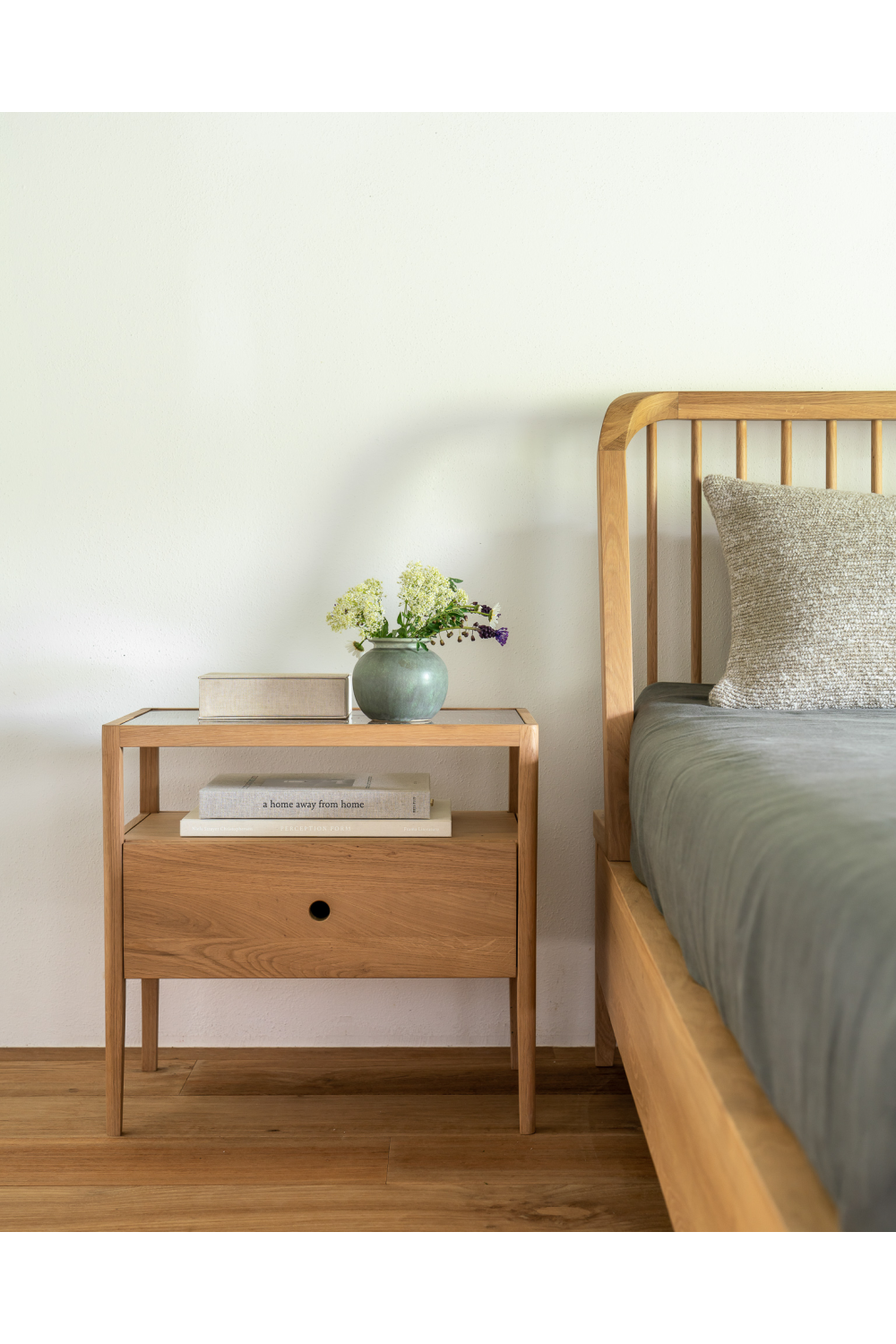 Glass Top Oak Nightstand | Oroa.com