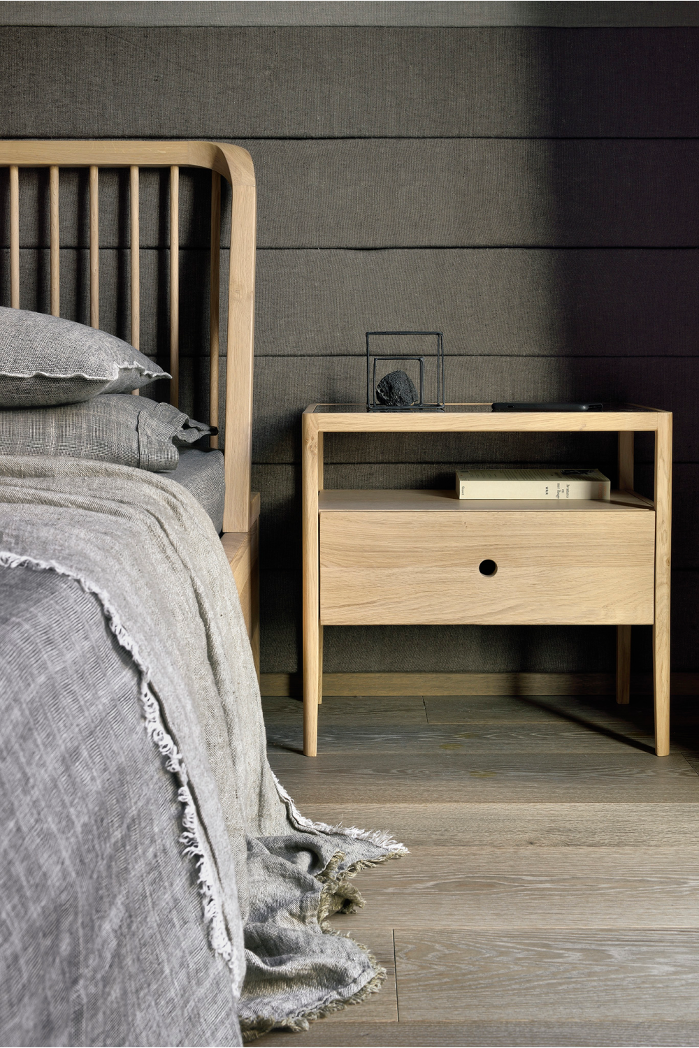 Glass Top Oak Nightstand | Oroa.com