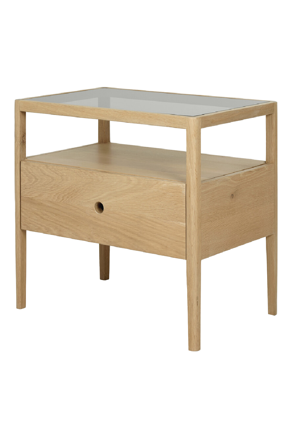 Glass Top Oak Nightstand | Ethnicraft Spindle | Oroa.com