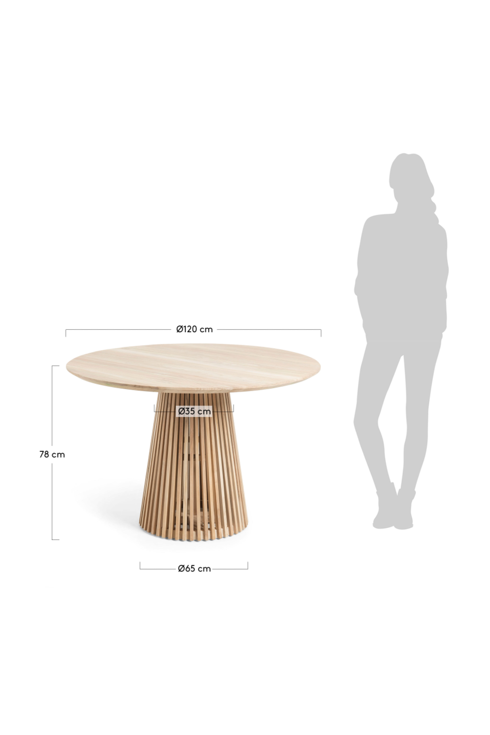 Round Teak Wood Pedestal Dining Table L | Oroa.com