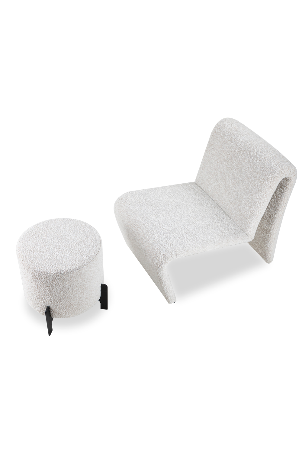 White Bouclé Round Stool | Liang & Eimil Koldrum | OROA