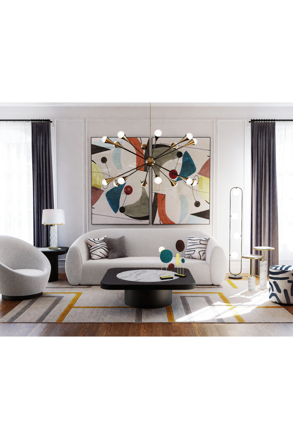 White Glass Spheres Floor Lamp | Liang & Eimil Luca | Oroa.com