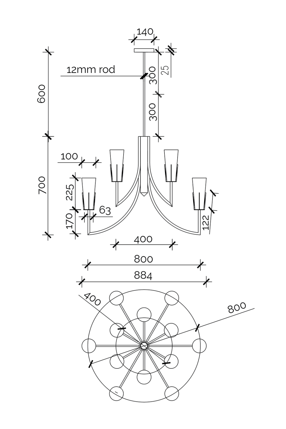 White Conical Glass Chandelier | Liang & Eimil Magestic | Oroa.com