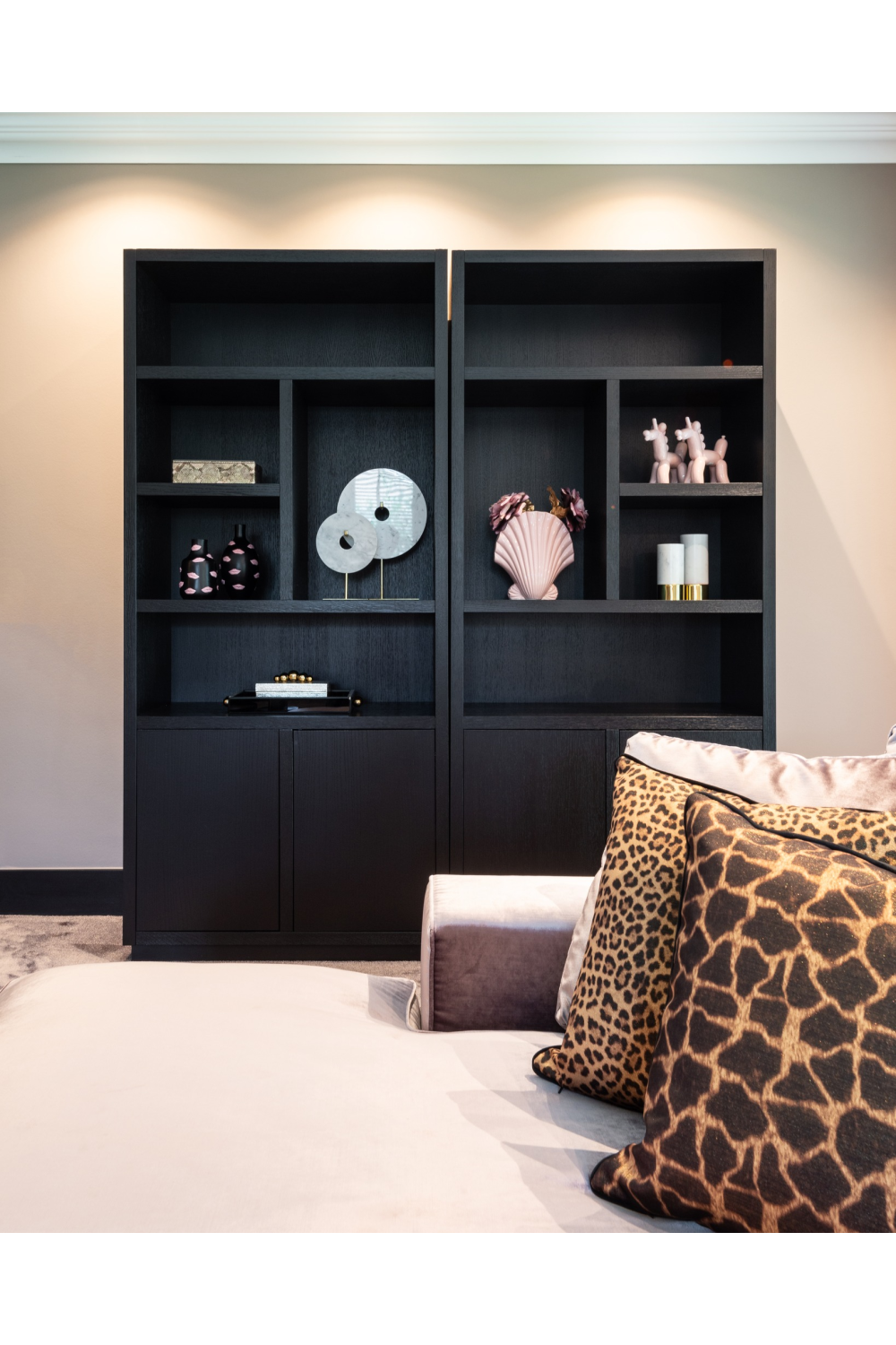 Black Wooden 2-Door Bookcase | Oroa.com