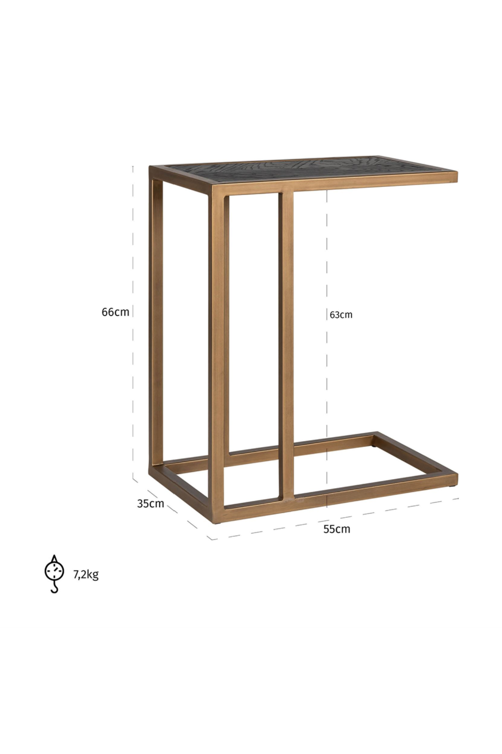 Brass Framed Oak Sofa Table | Richmond Interiors Blackbone | Oroa.com