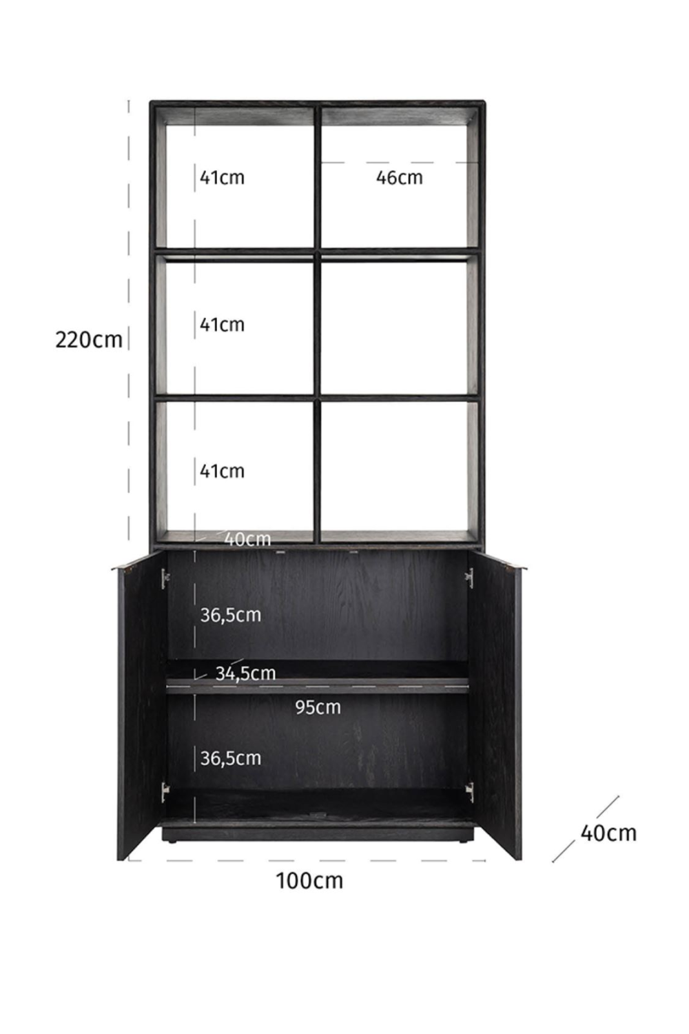 Black Oak 2-Door Bookcase | Oroa.com