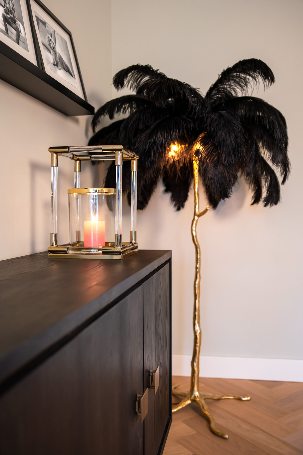 Black Oak Gold Accent Sideboard | Richmond Interiors Hunter | OROA.com
