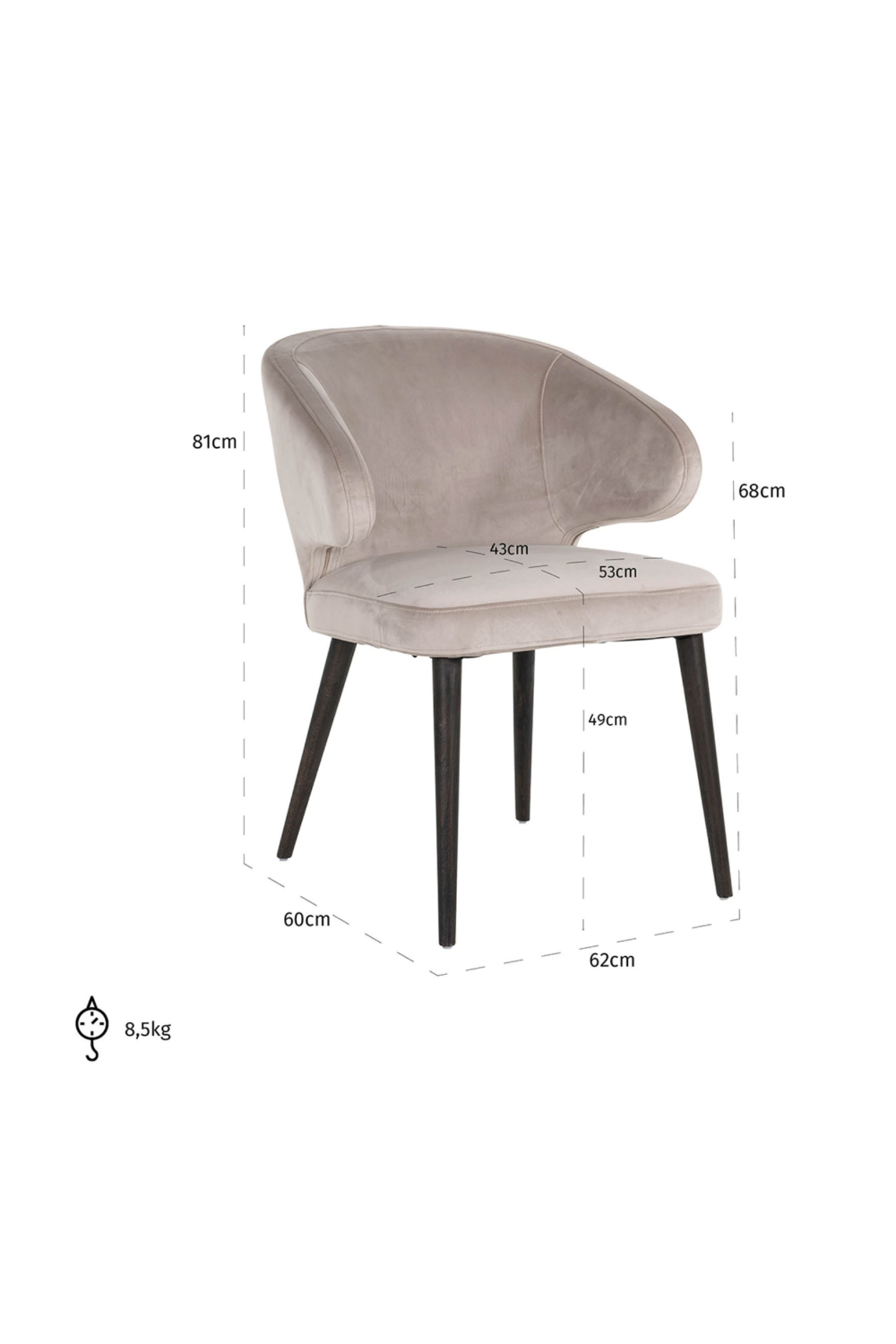 Modern Velvet Dining Chair | Richmond Interiors Indigo | Oroa.com