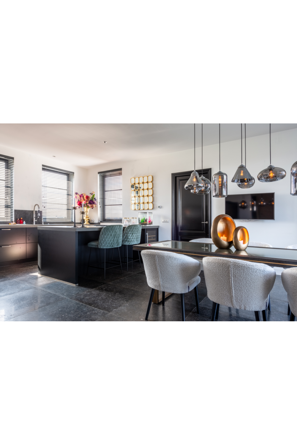 White Bouclé Modern Dining Chair | Richmond Interiors Indigo | OROA