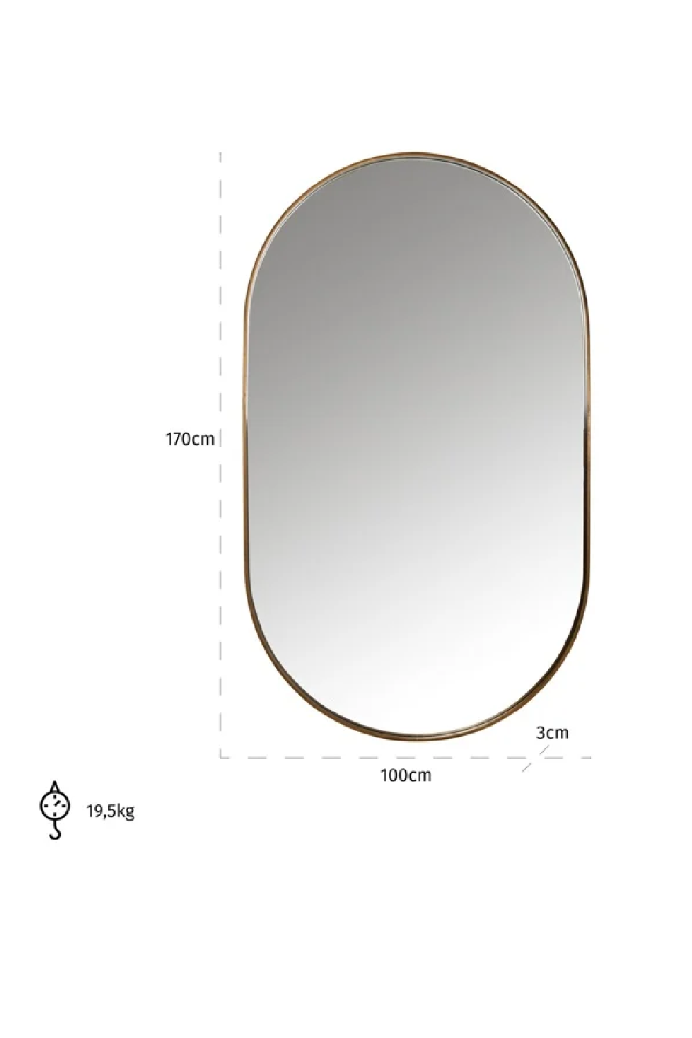 Gold Oval Mirror | Richmond Interiors Skylar | Oroa.com