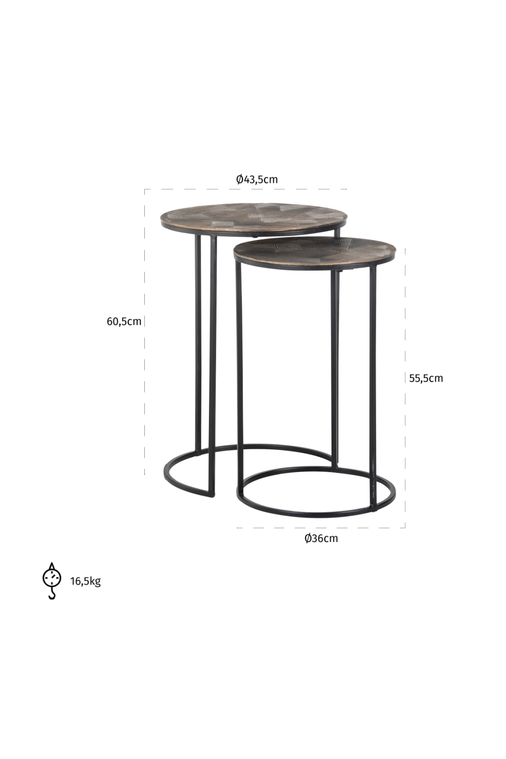 Round Gold Nested End Tables (2) | Oroa.com