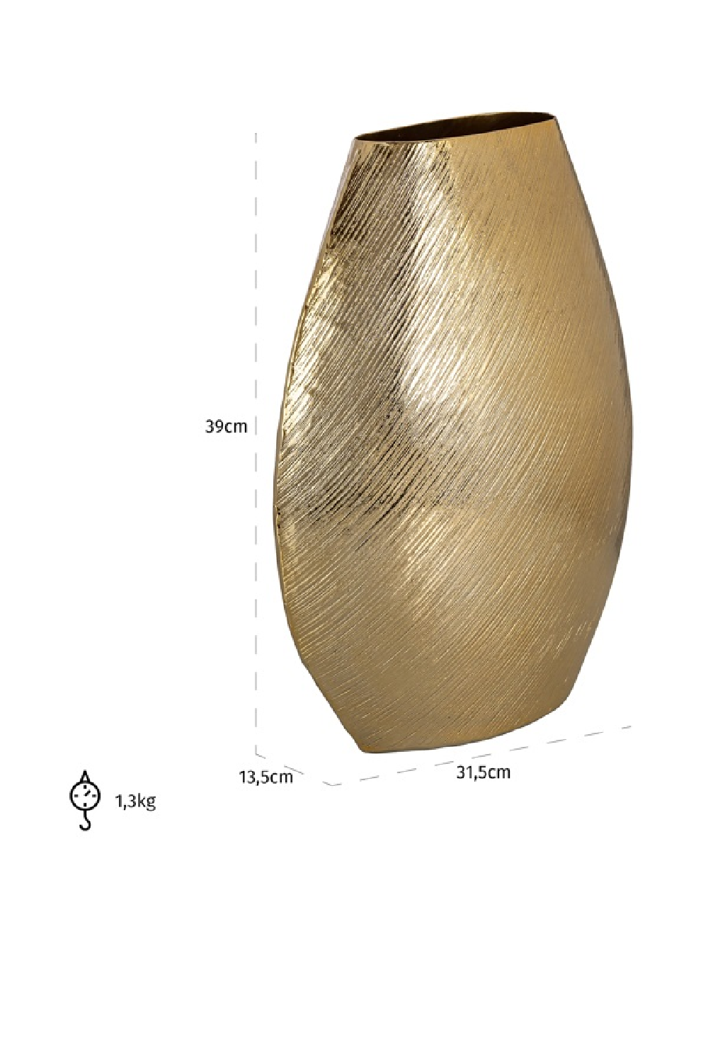 Gold Aluminium Vase L | Richmond Interiors Evey | Oroa.com