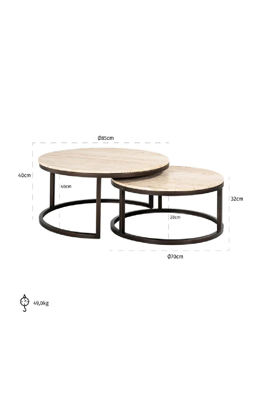 Round Travertine Nesting Coffee Tables (2) | Richmond Interiors Avalon | Oroa.com