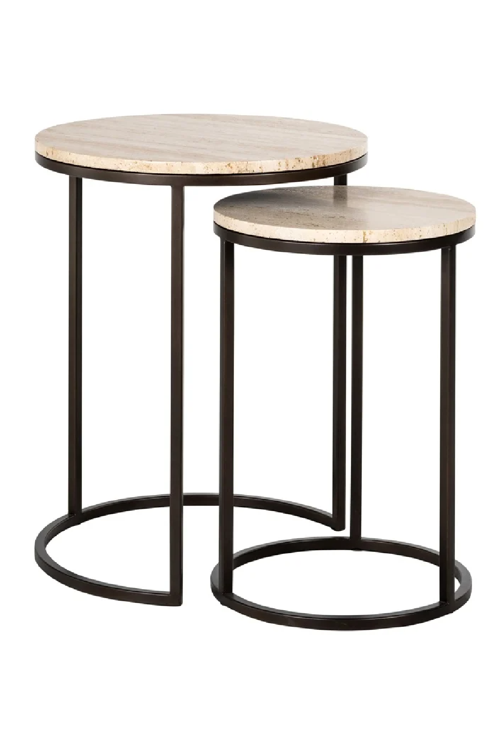 Round Travertine Nesting Side Tables (2) | Richmond Interiors Avalon | Oroa.com
