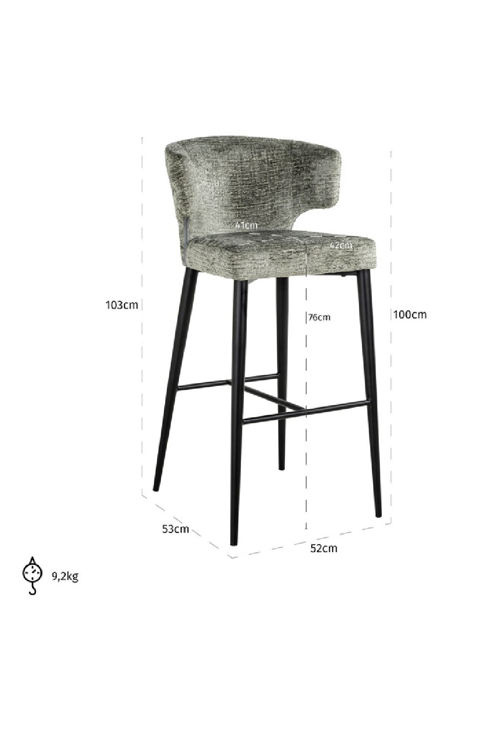 Modern Wingback Bar Chair | Richmond Interiors Taylor | Oroa.com