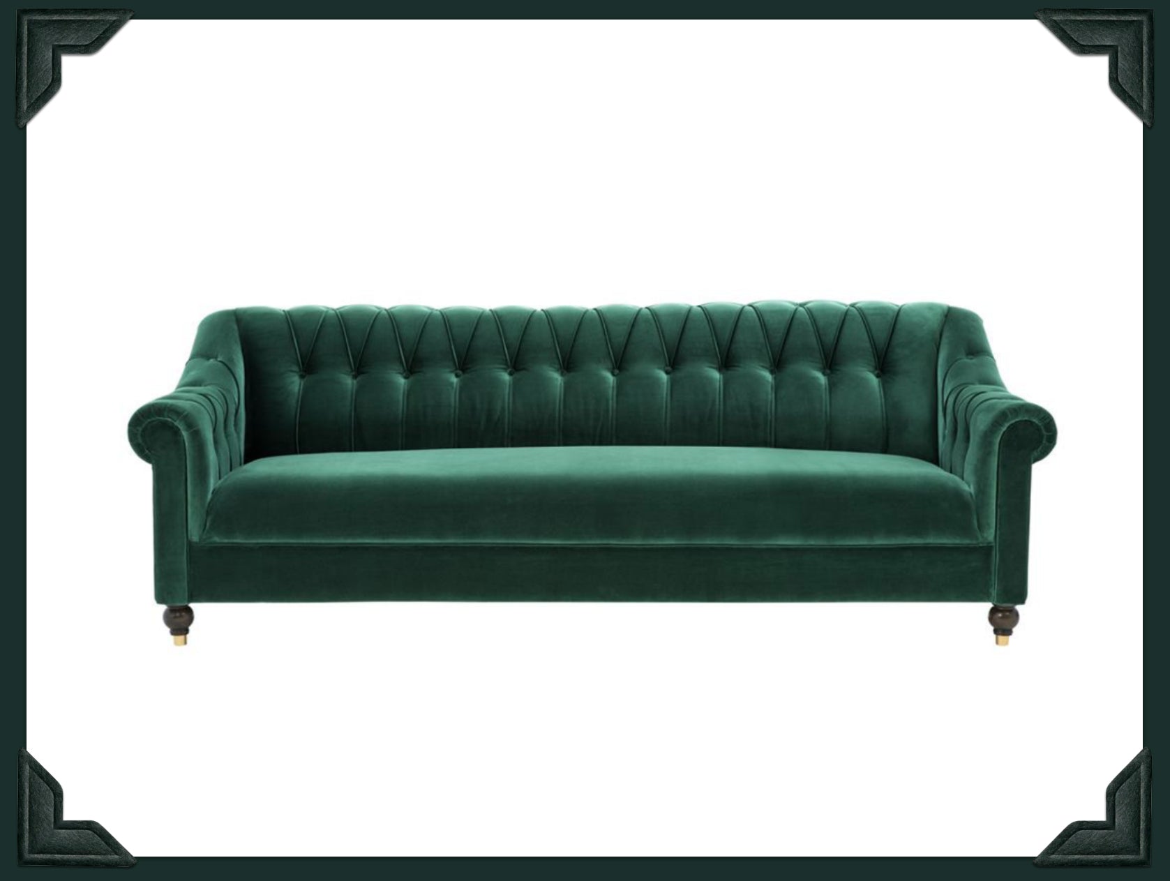 green velvet sofa