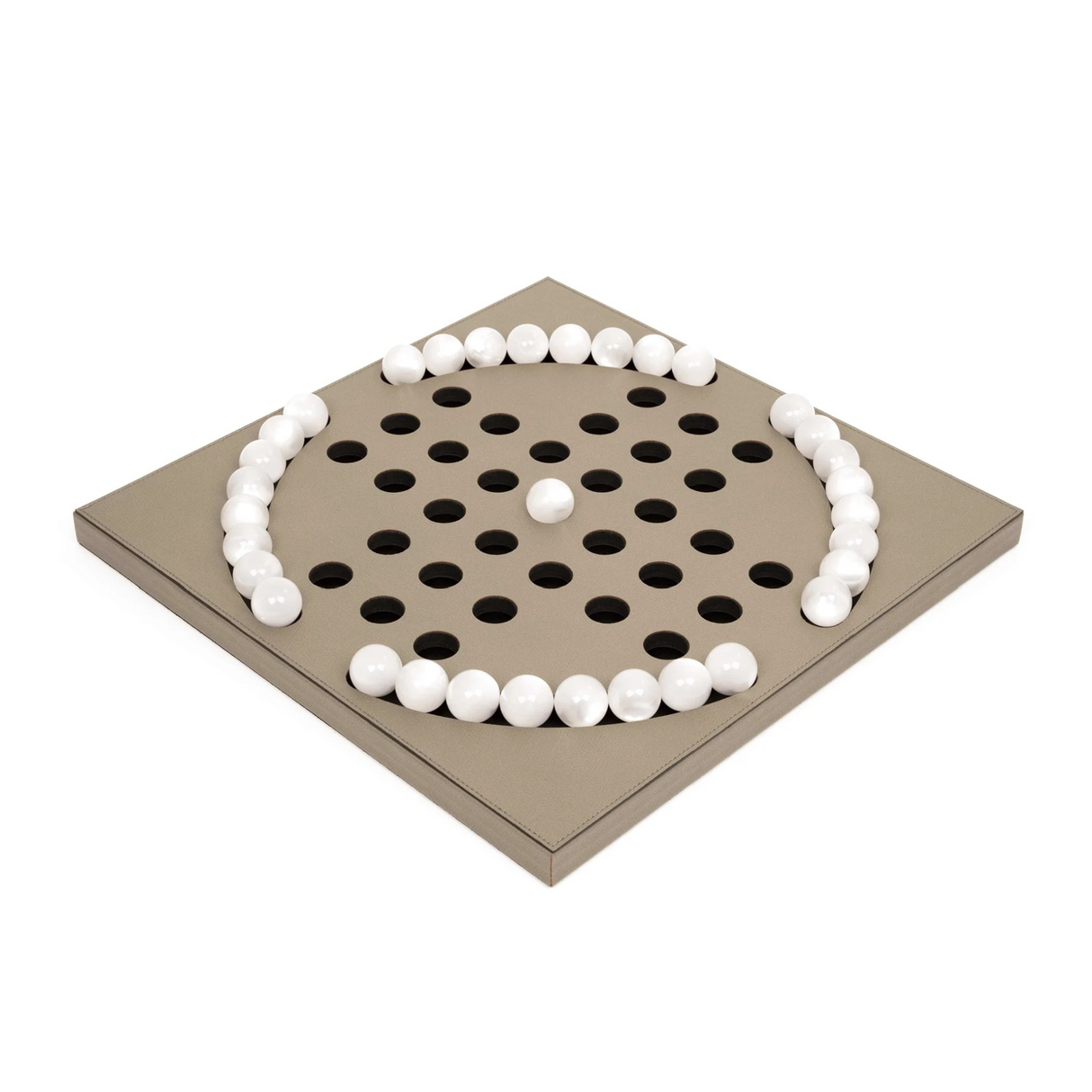 Pearl Pawns Leather Board Game | Pinetti Peg Solitaire | OROA.com