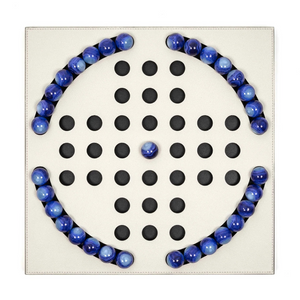 Blue Pawns Leather Game Board | Pinetti Peg Solitaire | OROA.com