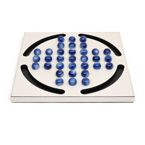 Blue Pawns Leather Game Board | Pinetti Peg Solitaire | OROA.com
