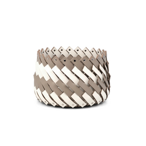 Leather Strips Round Basket S | Pinetti Almeria | OROA.com