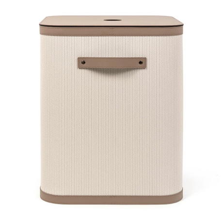 Square Lidded Leather Basket | Pinetti Roda | OROA.com