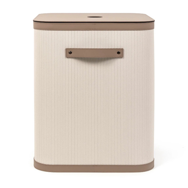 Square Lidded Leather Basket | Pinetti Roda | OROA.com